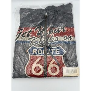NWT Route 66 "Get Your Kicks On"‎ Men's Hoodie Zip Front Jacket Size Medium